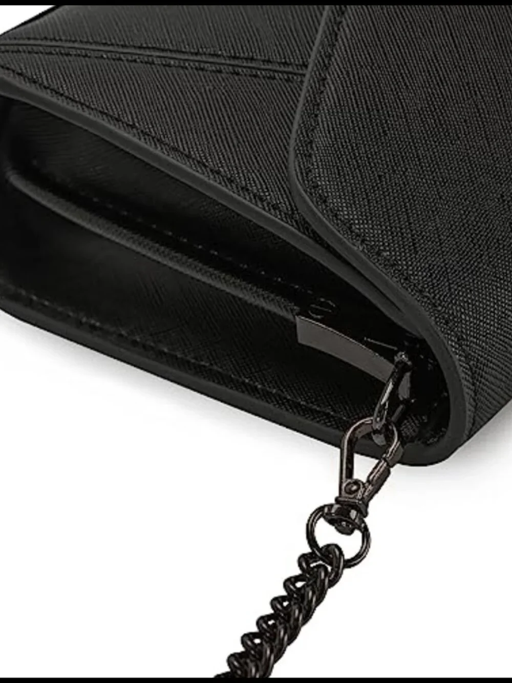 Faux Saffiano Leather Envelope Clutch Evening Handbag Foldover Crossbody